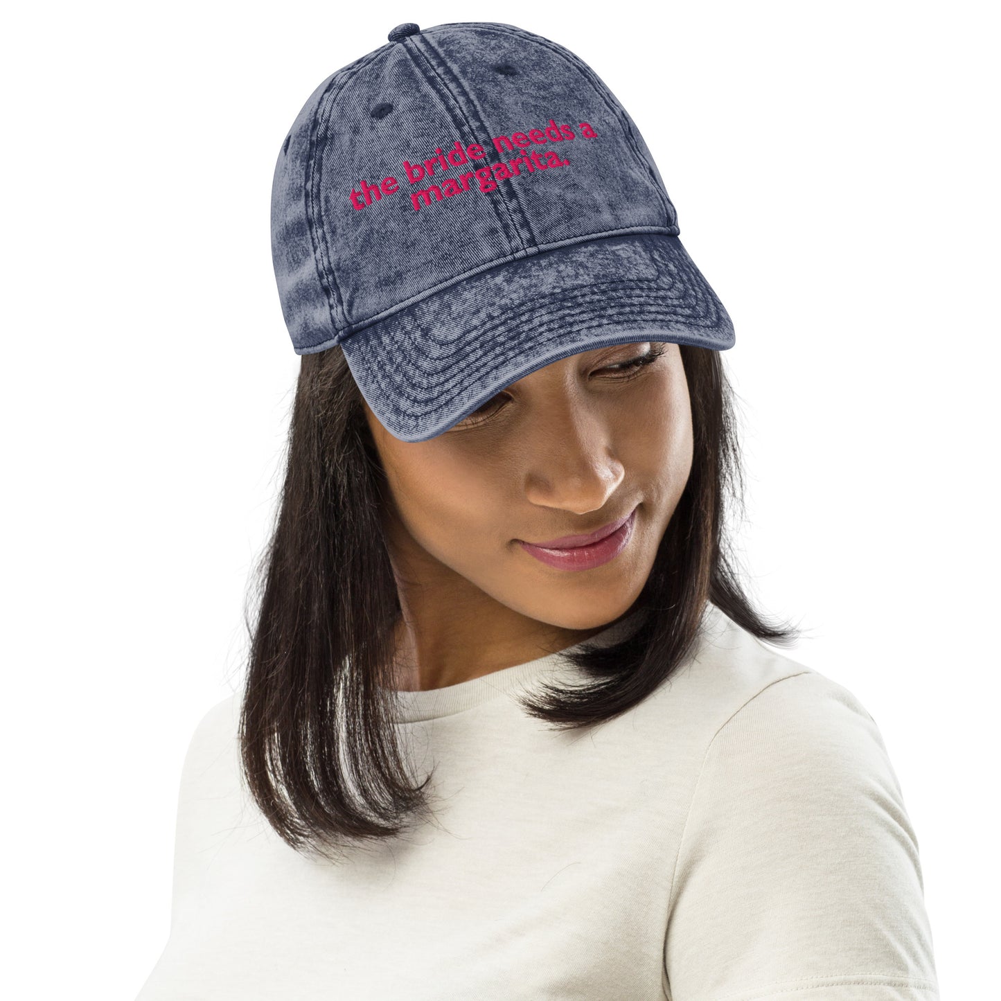 THE BRIDE NEEDS A MARGARITA Vintage-Cap Denim Blue