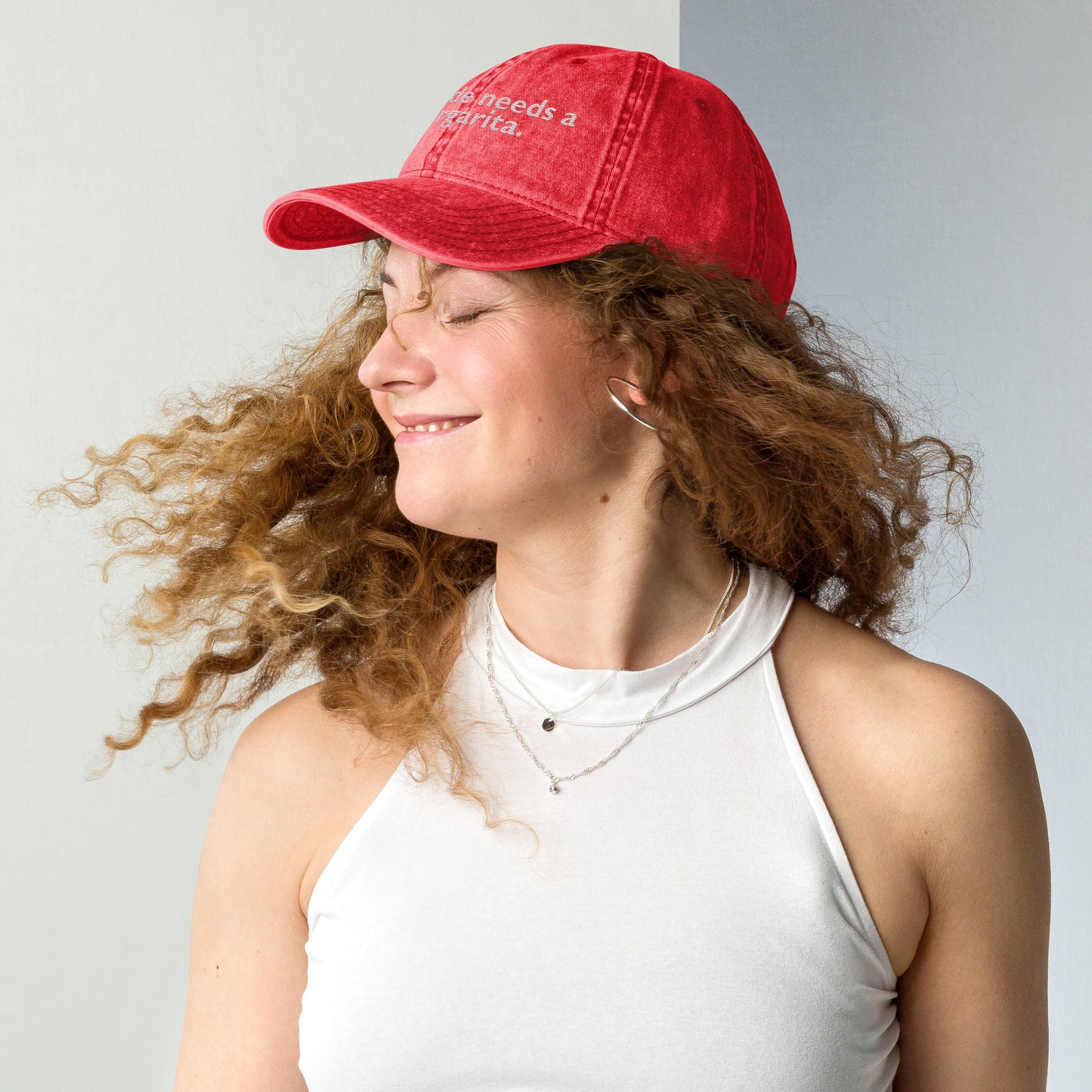 THE BRIDE NEEDS A MARGARITA Vintage-Cap Red