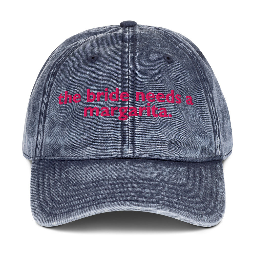 THE BRIDE NEEDS A MARGARITA Vintage-Cap Denim Blue